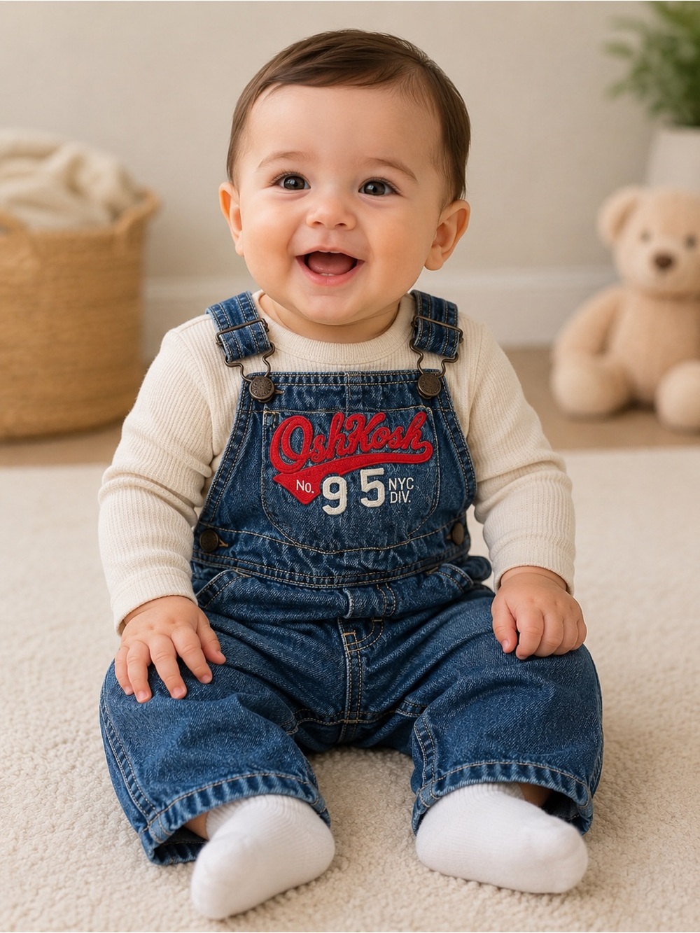 OshKosh B'gosh Denim Overalls with Red Embroidered Logo